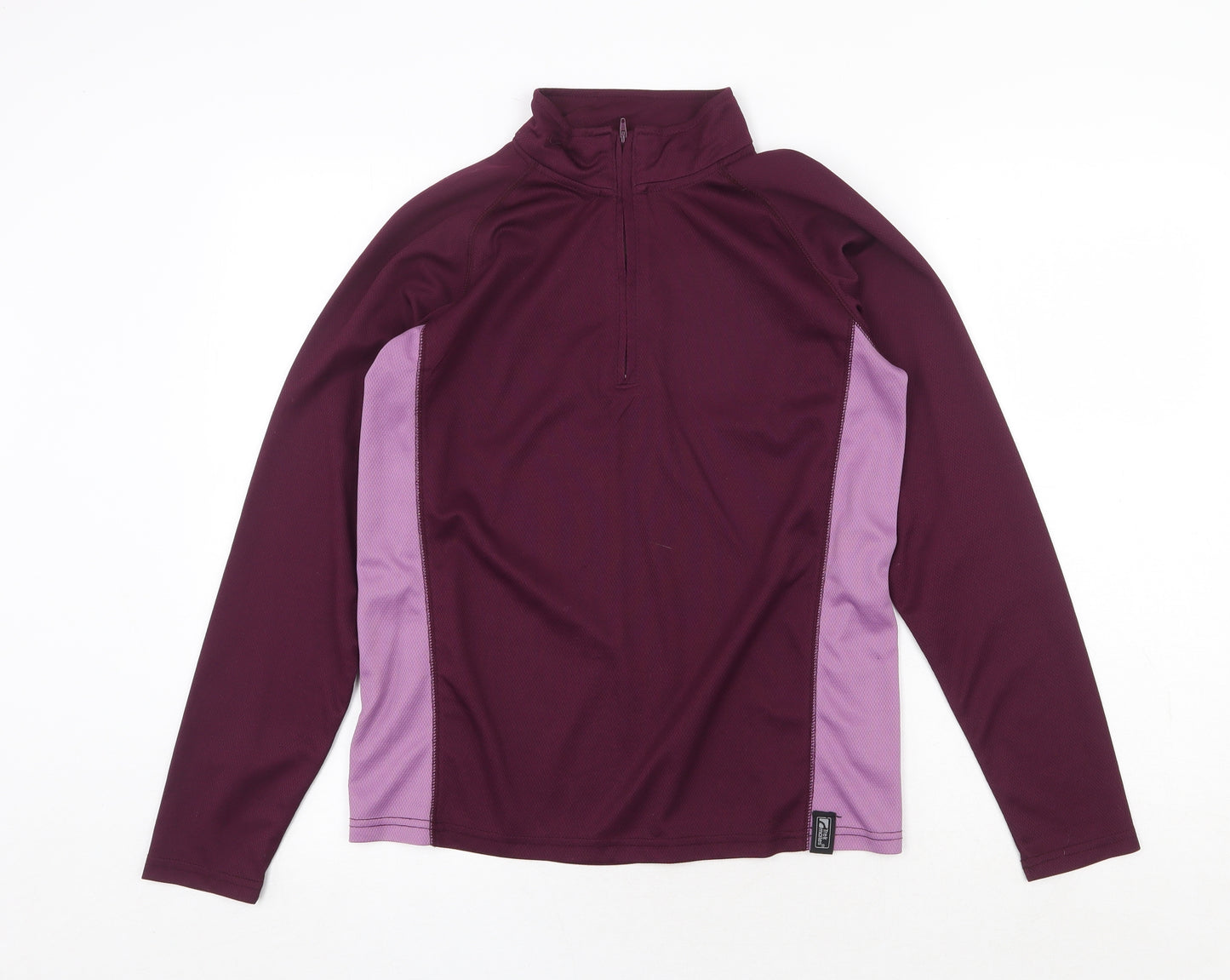 Trek Mates Womens Purple Colourblock Polyester Pullover Casual Size L High Neck Zip
