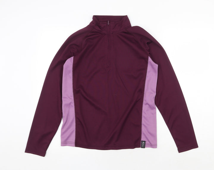 Trek Mates Womens Purple Colourblock Polyester Pullover Casual Size L High Neck Zip