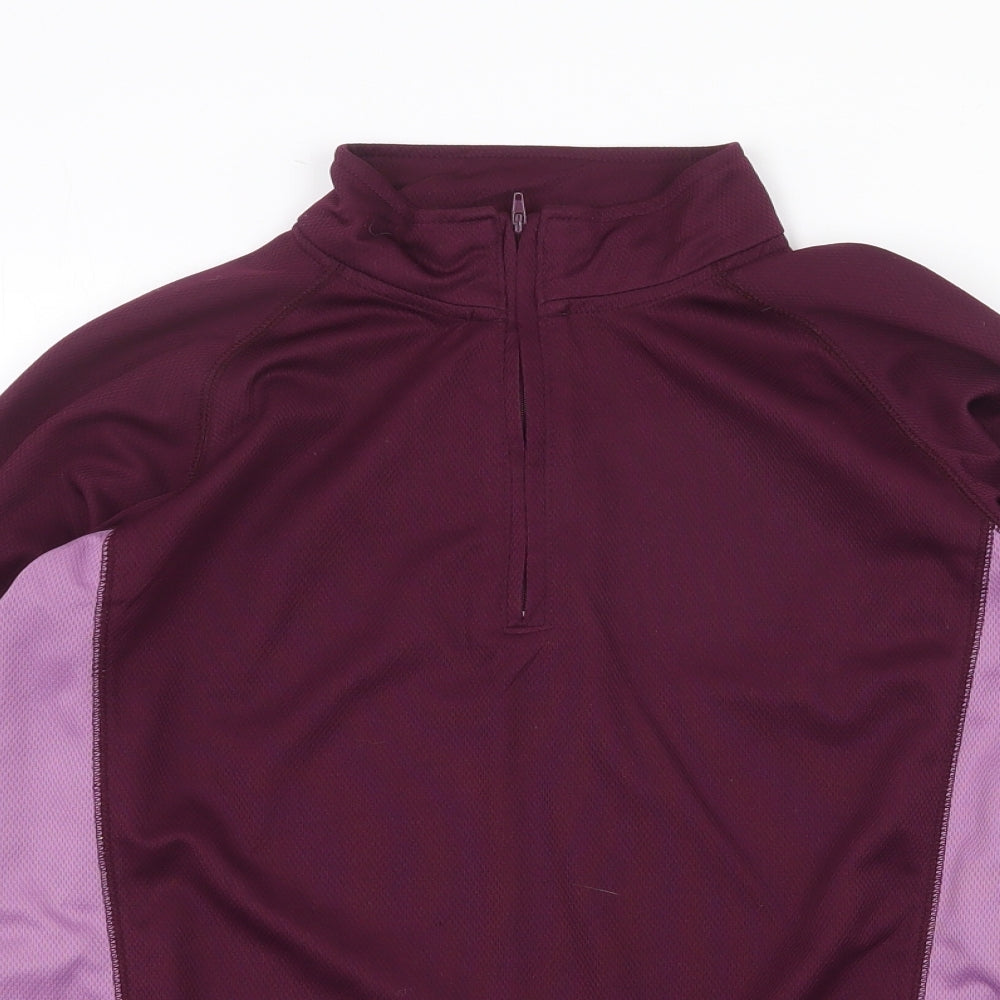 Trek Mates Womens Purple Colourblock Polyester Pullover Casual Size L High Neck Zip