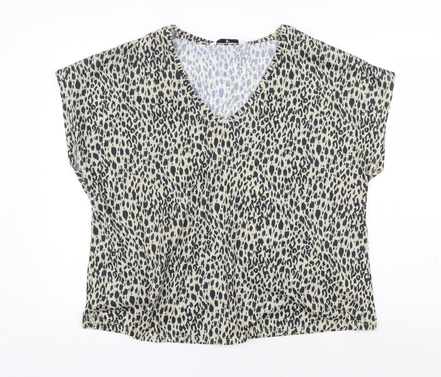 Very Womens Beige Animal Print Polyester Basic T-Shirt Size 20 V-Neck - Leopard Print