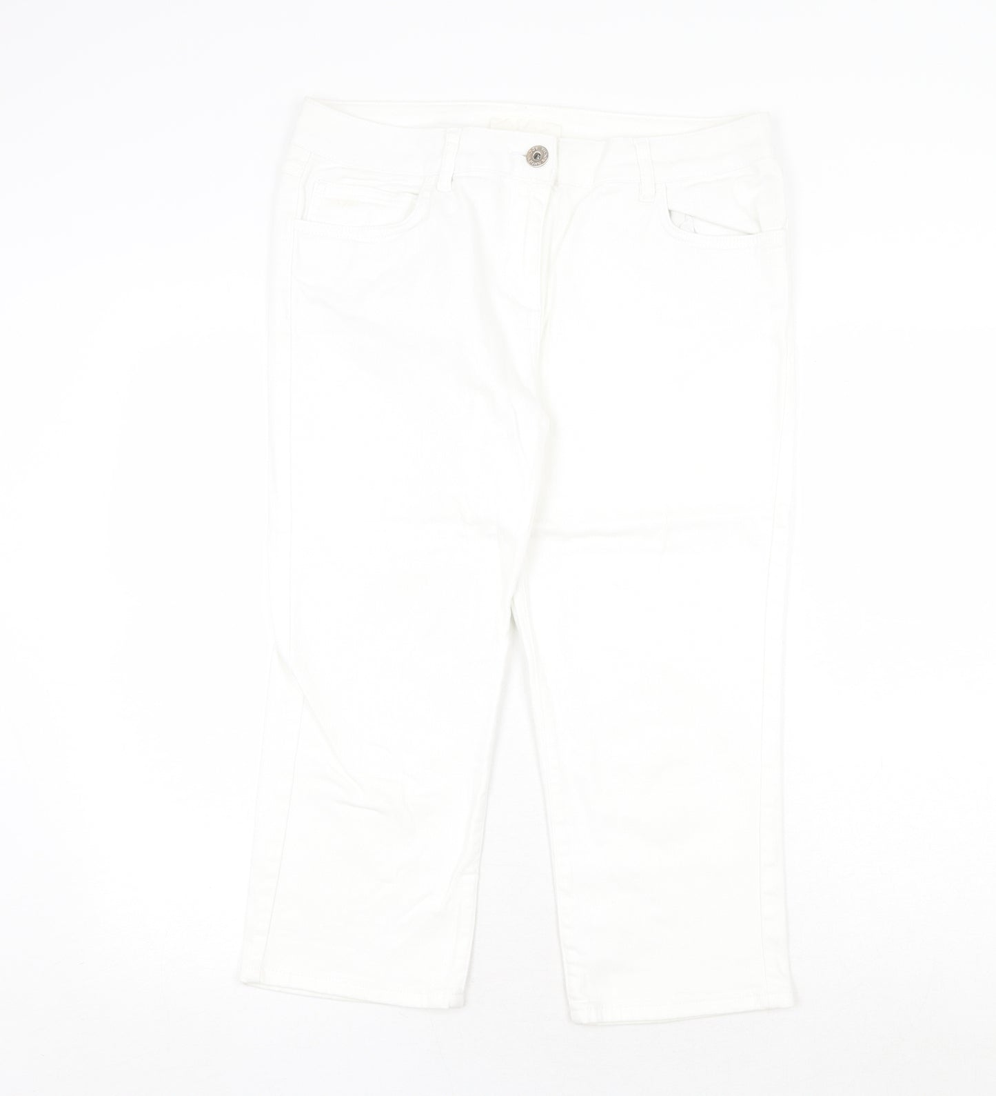 RJR.John Rocha Womens White Cotton Straight Jeans Size 14 Regular Zip
