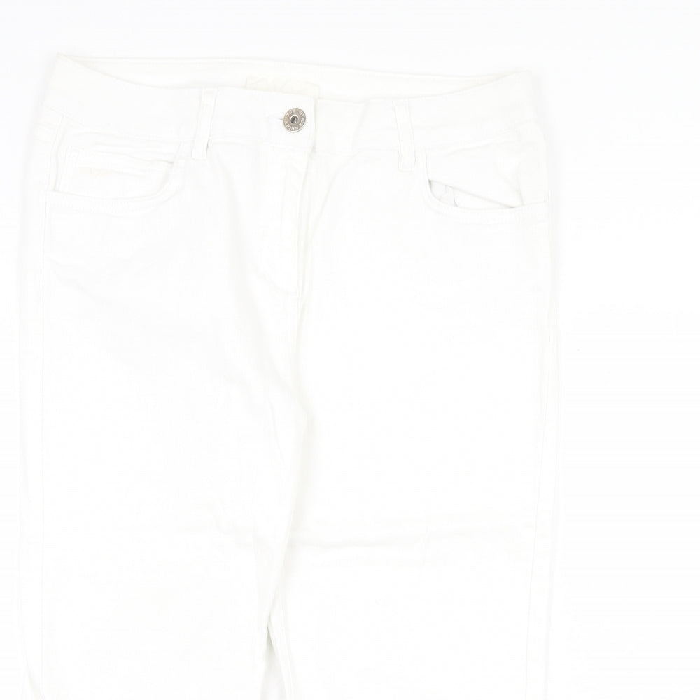 RJR.John Rocha Womens White Cotton Straight Jeans Size 14 Regular Zip