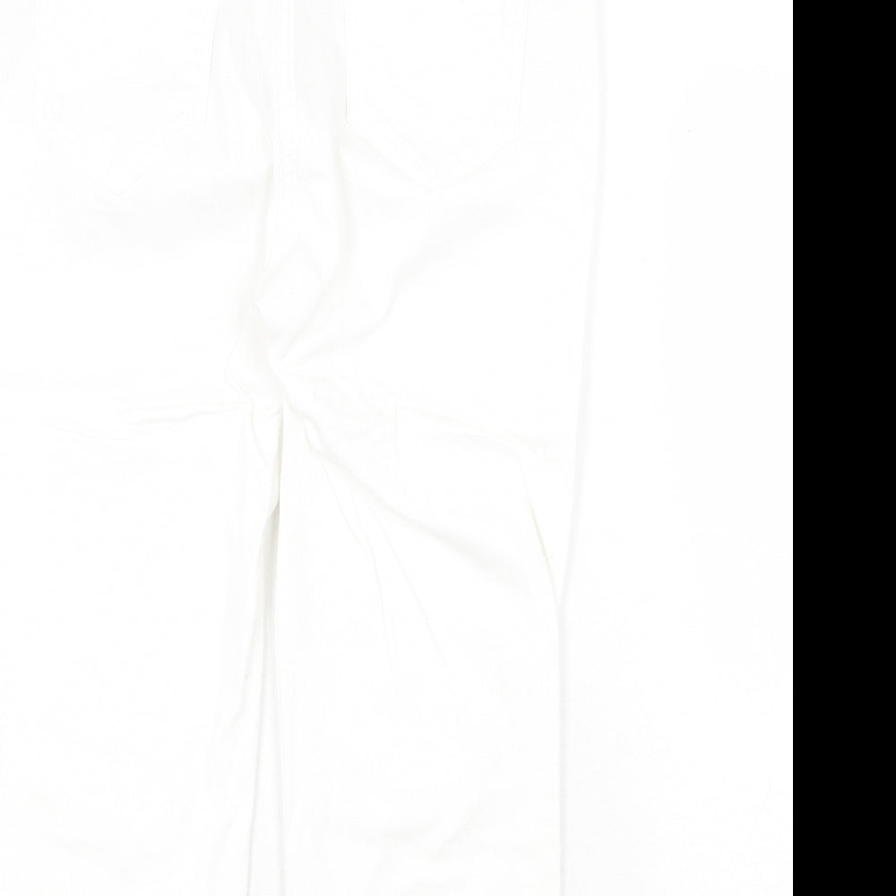 RJR.John Rocha Womens White Cotton Straight Jeans Size 14 Regular Zip