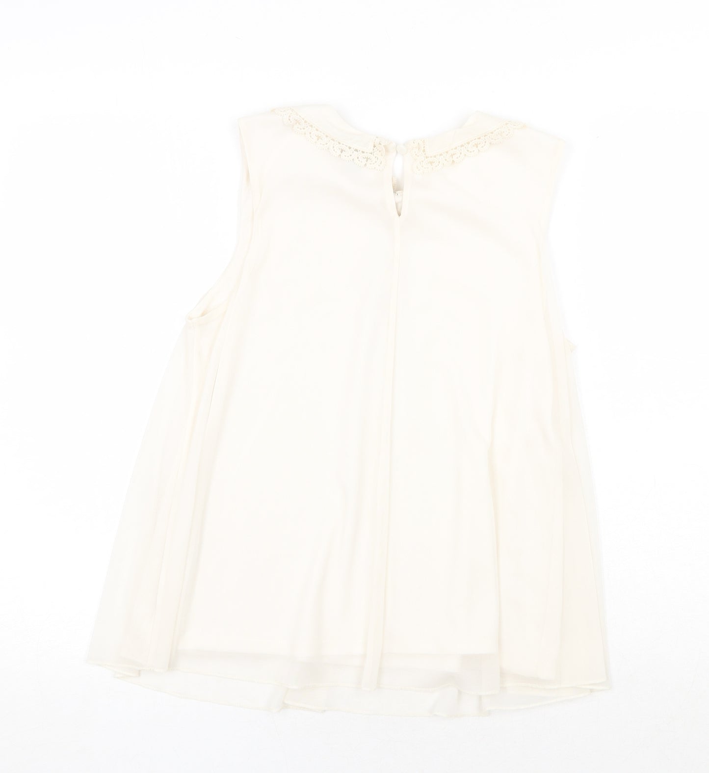 Topshop Womens Beige Polyester Basic Blouse Size 8 Collared - Tie Neck Detail