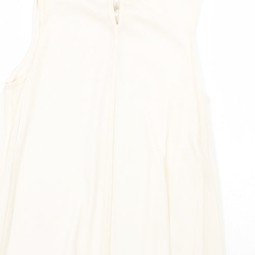 Topshop Womens Beige Polyester Basic Blouse Size 8 Collared - Tie Neck Detail