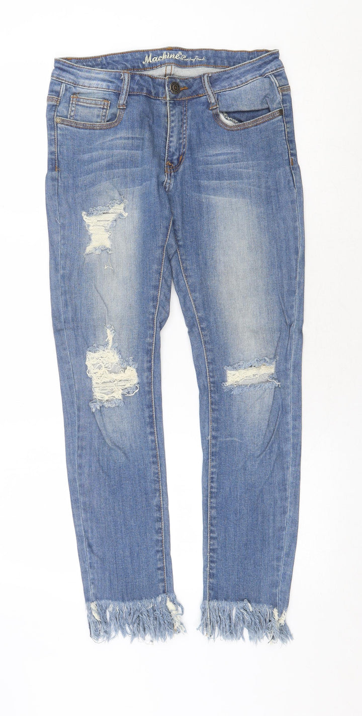 Machine Womens Blue Cotton Straight Jeans Size 30 in Regular Zip