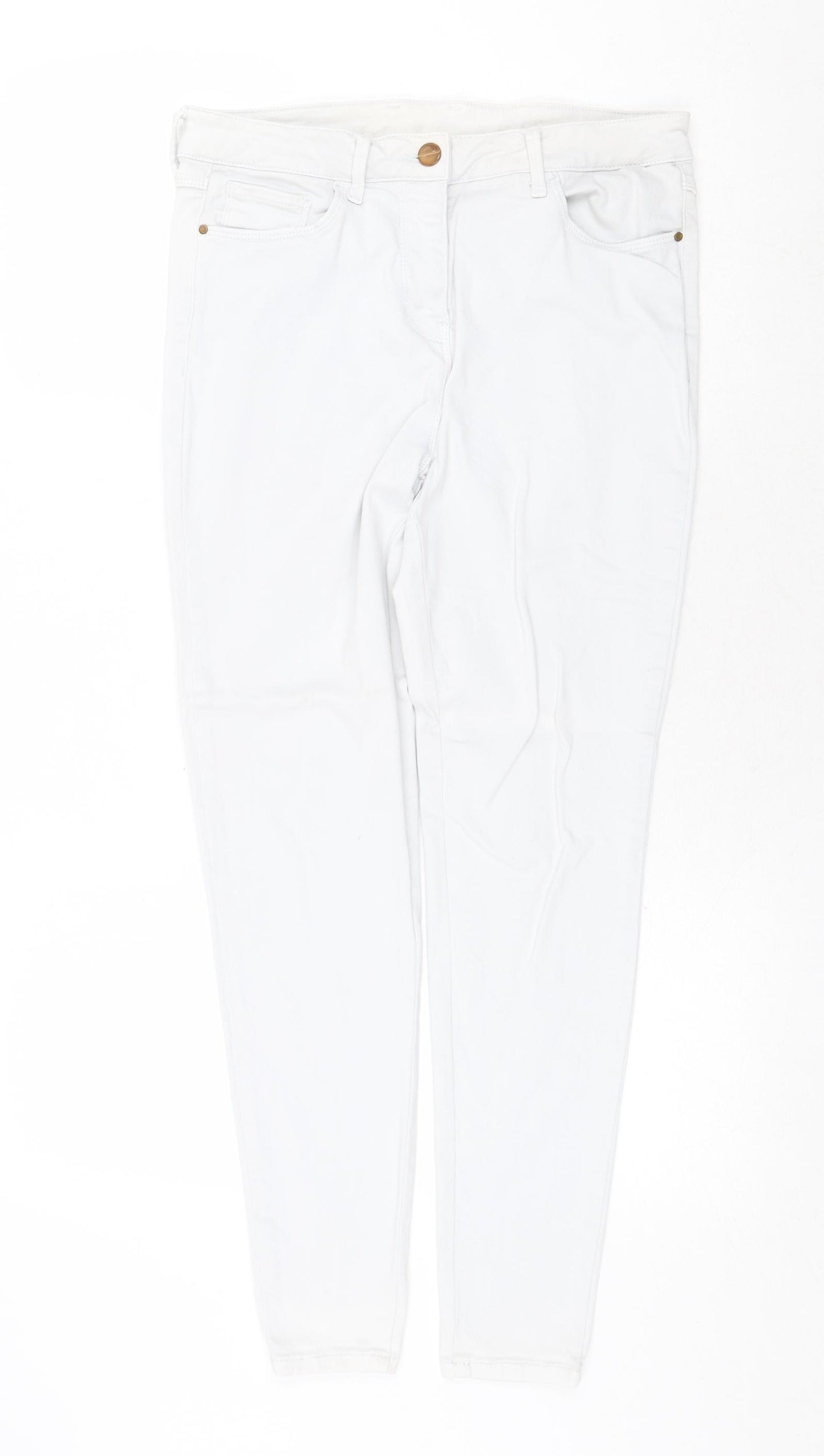 TU Womens Grey Cotton Skinny Jeans Size 12 Regular Zip