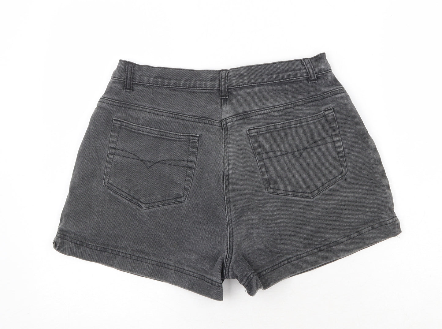 Denim Clothing Company Womens Grey Cotton Mom Shorts Size 30 in Regular Zip