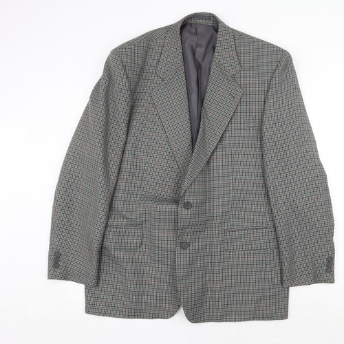 Essentials Mens Grey Geometric Polyester Jacket Blazer Size 44 Regular