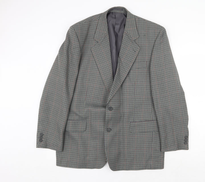 Essentials Mens Grey Geometric Polyester Jacket Blazer Size 44 Regular