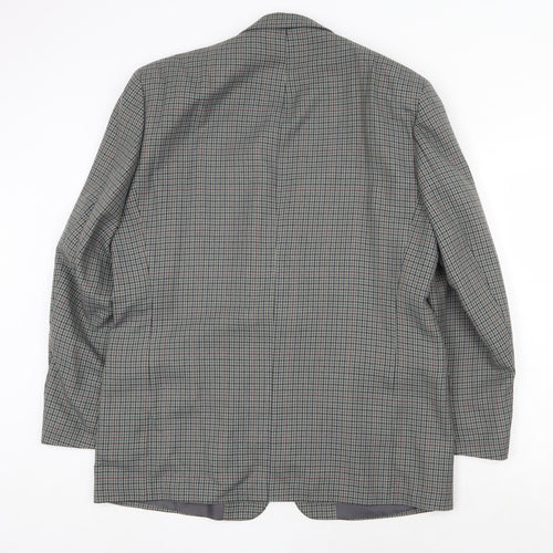 Essentials Mens Grey Geometric Polyester Jacket Blazer Size 44 Regular