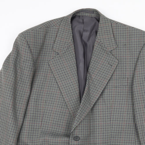 Essentials Mens Grey Geometric Polyester Jacket Blazer Size 44 Regular