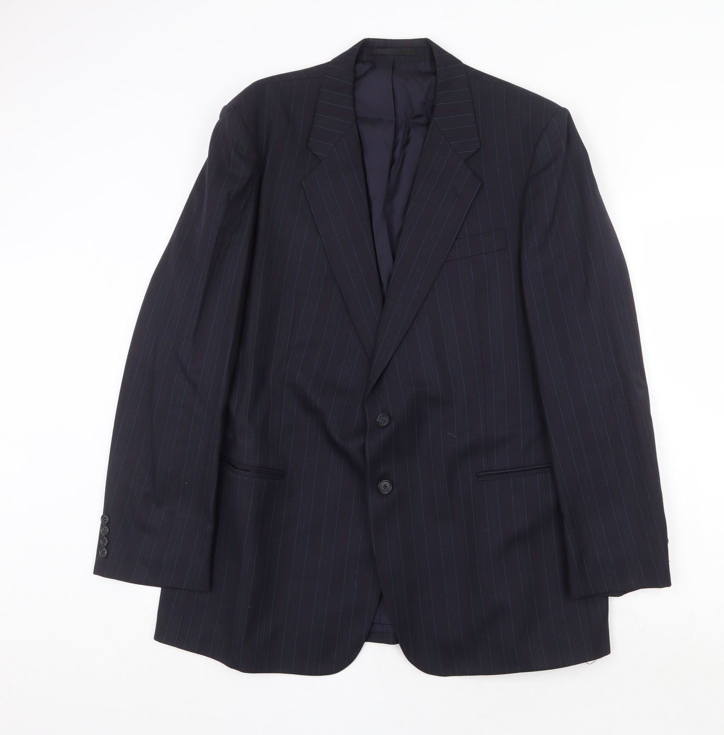 St Michael Mens Blue Striped Wool Jacket Suit Jacket Size 44 Regular