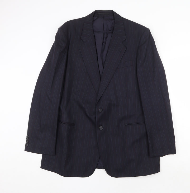 St Michael Mens Blue Striped Wool Jacket Suit Jacket Size 44 Regular