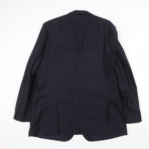 St Michael Mens Blue Striped Wool Jacket Suit Jacket Size 44 Regular