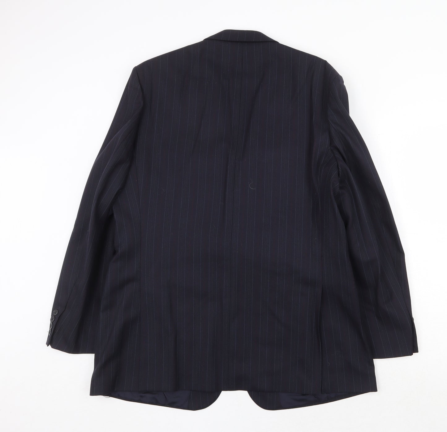 St Michael Mens Blue Striped Wool Jacket Suit Jacket Size 44 Regular