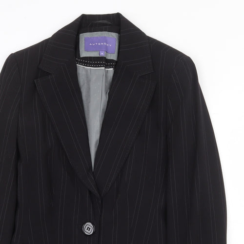 Autonomy Womens Black Striped Polyester Jacket Suit Jacket Size 8