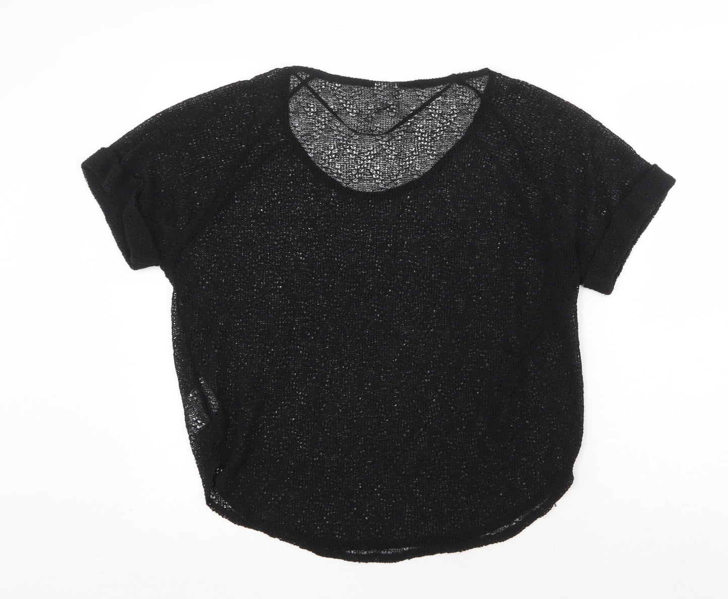 Vera Moda Womens Black Polyester Basic T-Shirt Size S Round Neck - Overlay Top