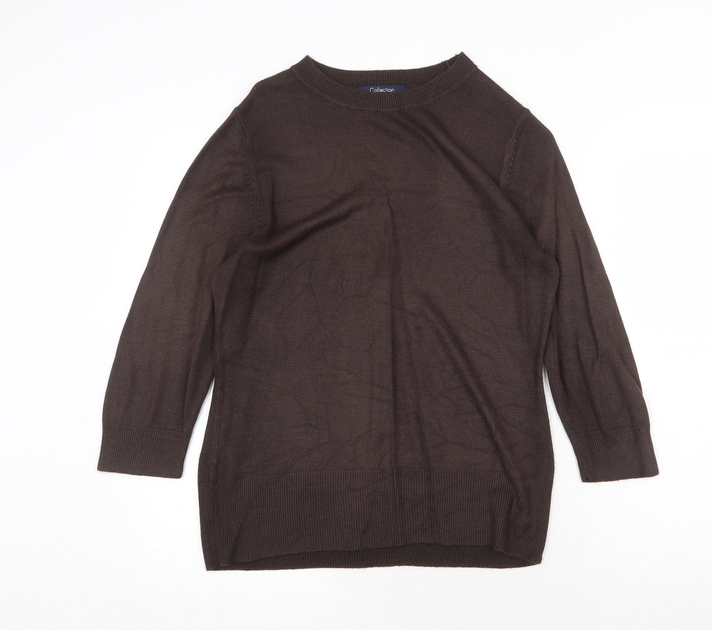 Debenhams Womens Brown Round Neck Acrylic Pullover Jumper Size 14