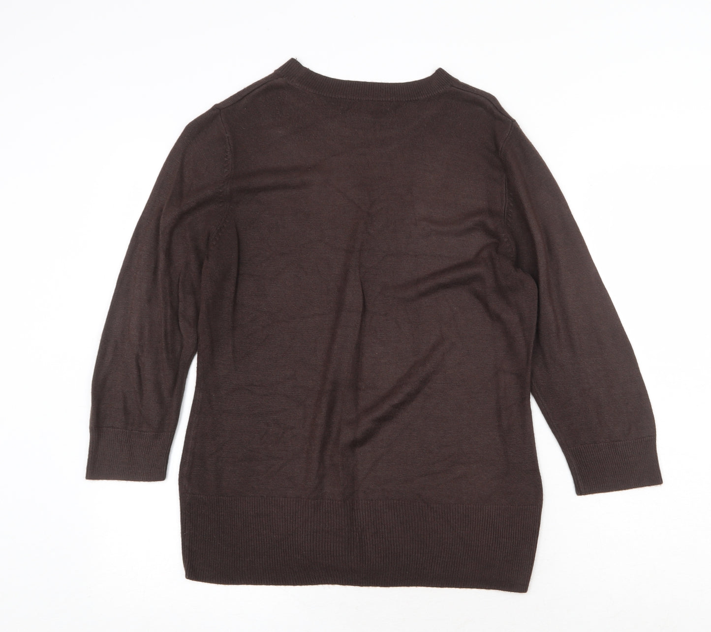 Debenhams Womens Brown Round Neck Acrylic Pullover Jumper Size 14