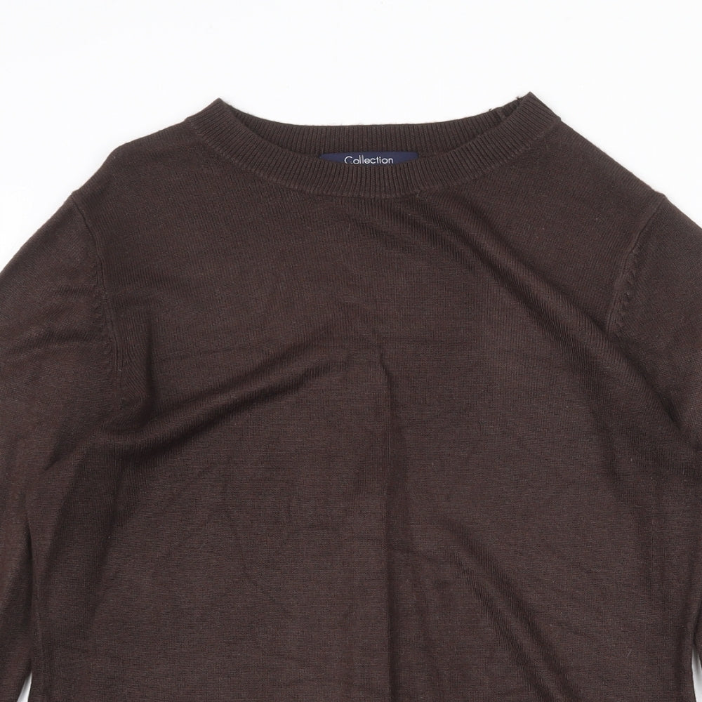 Debenhams Womens Brown Round Neck Acrylic Pullover Jumper Size 14
