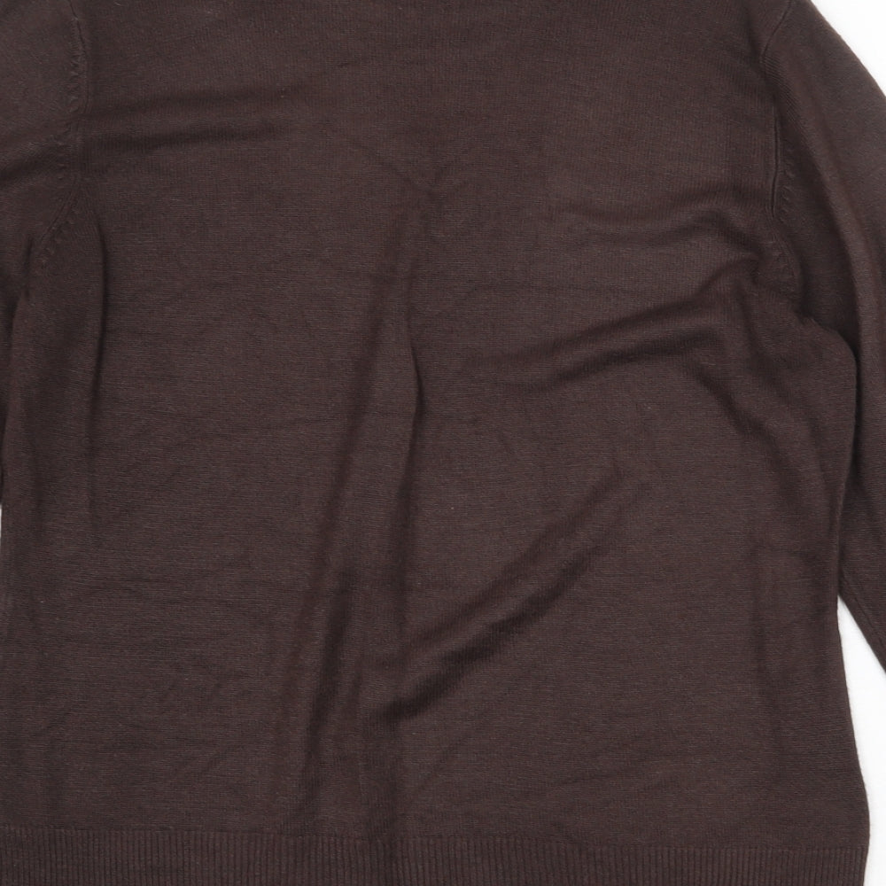 Debenhams Womens Brown Round Neck Acrylic Pullover Jumper Size 14
