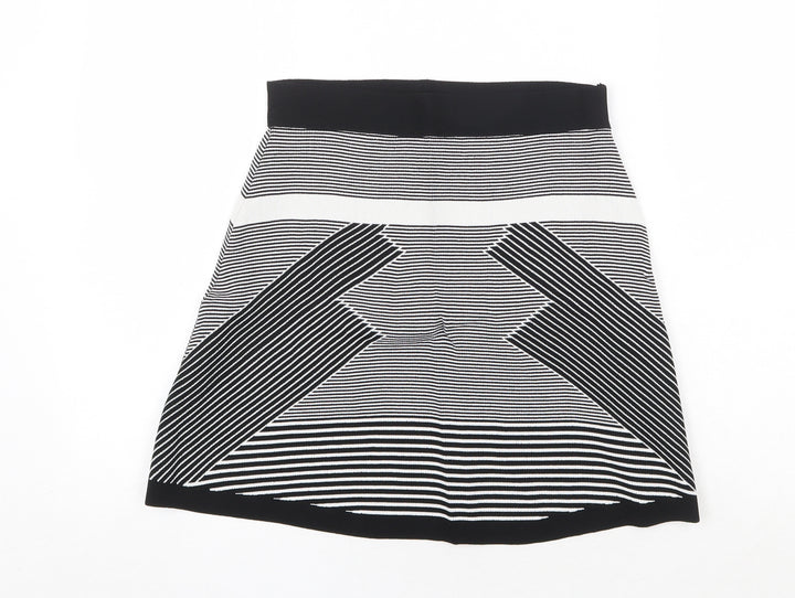 Olive + Oak Womens Black Geometric Viscose A-Line Skirt Size S