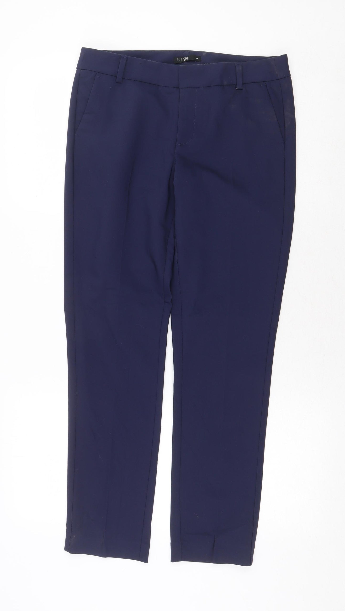 Closet Mens Blue Polyester Chino Trousers Size 30 in Regular Zip