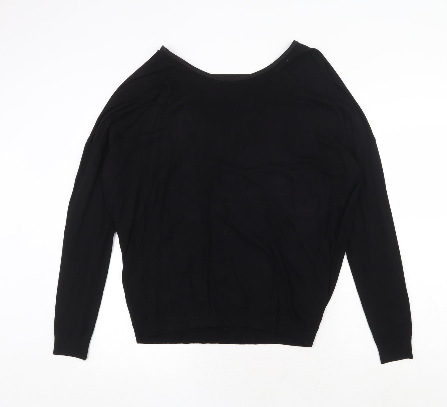 Red Herring Womens Black Round Neck Viscose Pullover Jumper Size 16
