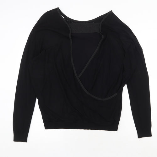 Red Herring Womens Black Round Neck Viscose Pullover Jumper Size 16