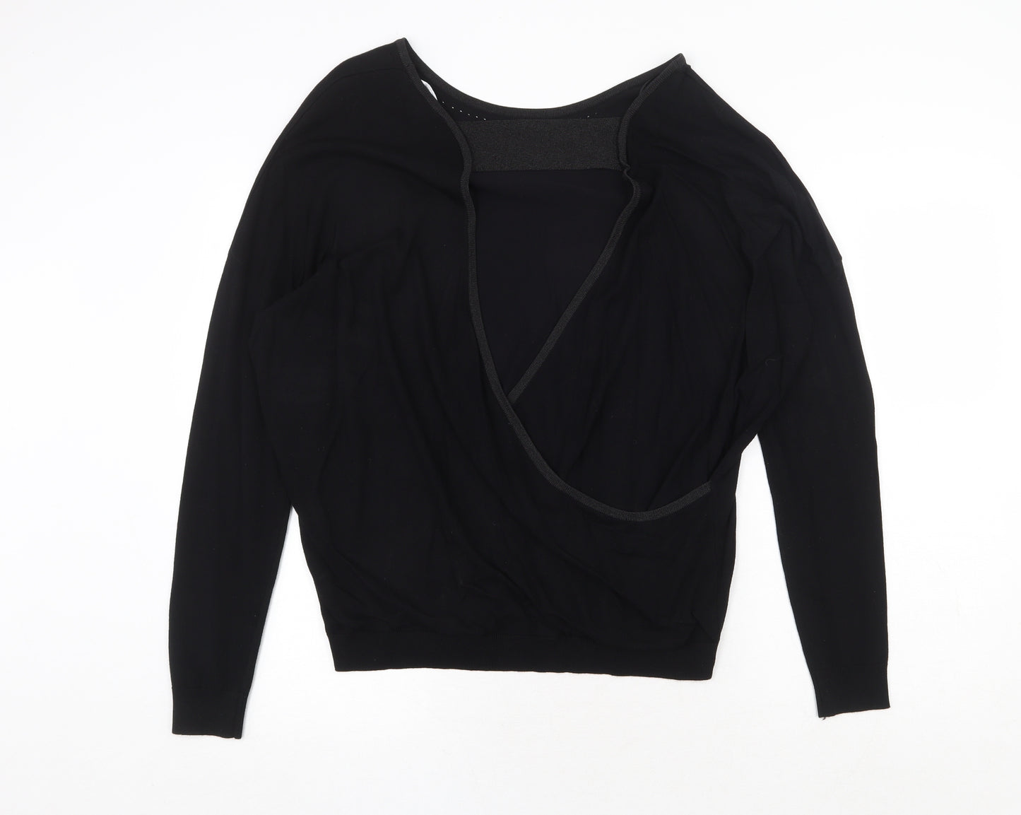 Red Herring Womens Black Round Neck Viscose Pullover Jumper Size 16