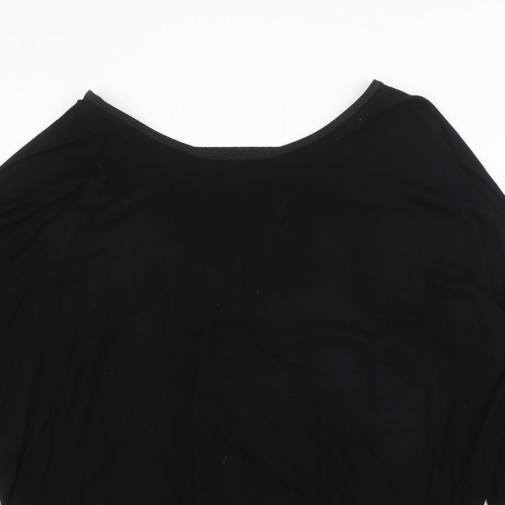 Red Herring Womens Black Round Neck Viscose Pullover Jumper Size 16