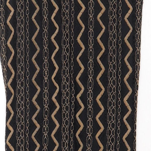 Madam Rage Womens Black Geometric Viscose A-Line Size 10 Round Neck Zip