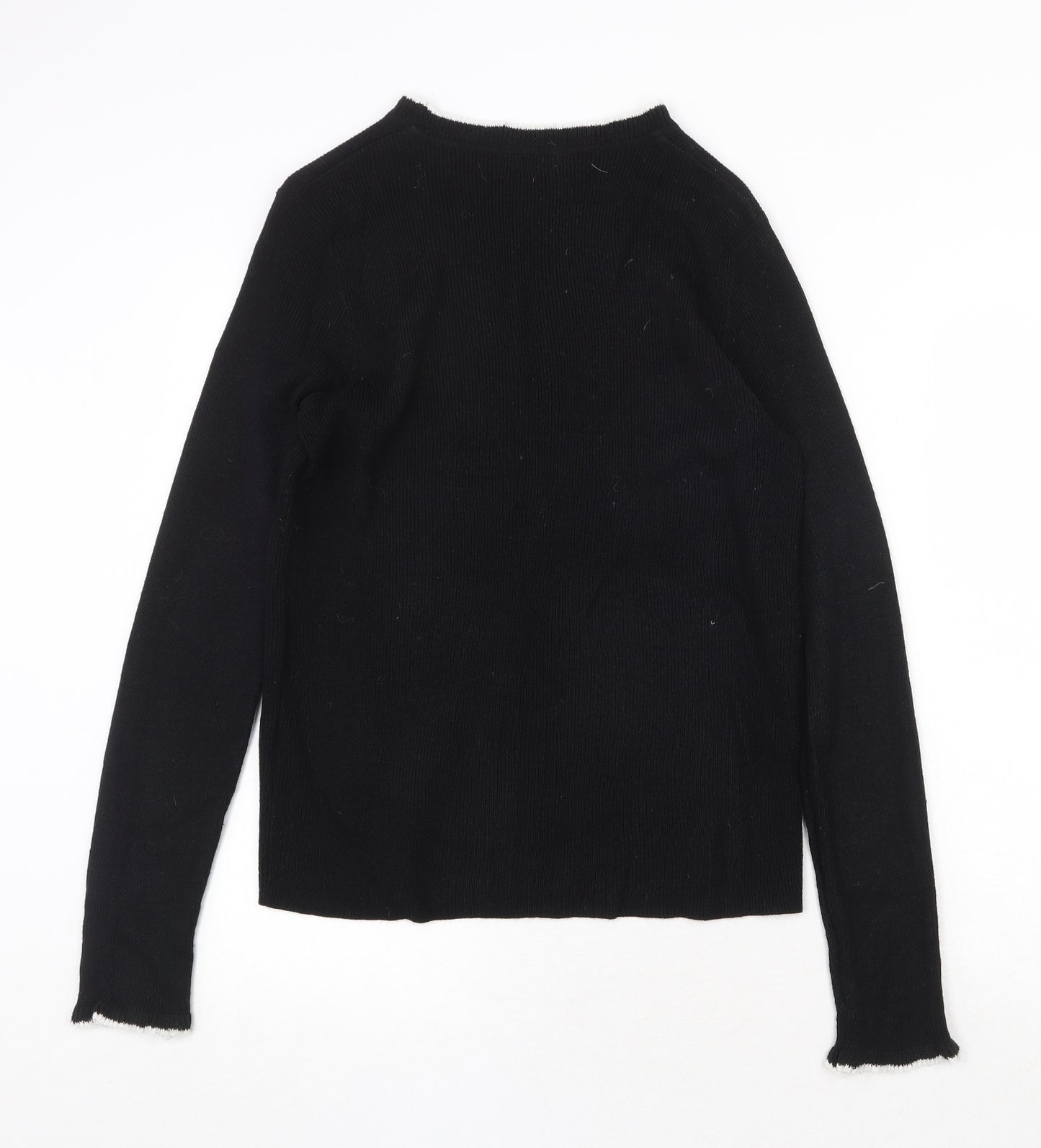 Boohoo Womens Black Boat Neck Acrylic Pullover Jumper Size L