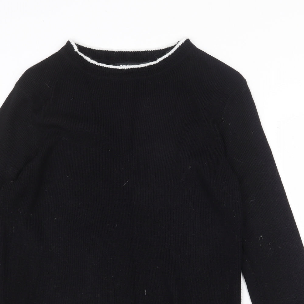 Boohoo Womens Black Boat Neck Acrylic Pullover Jumper Size L