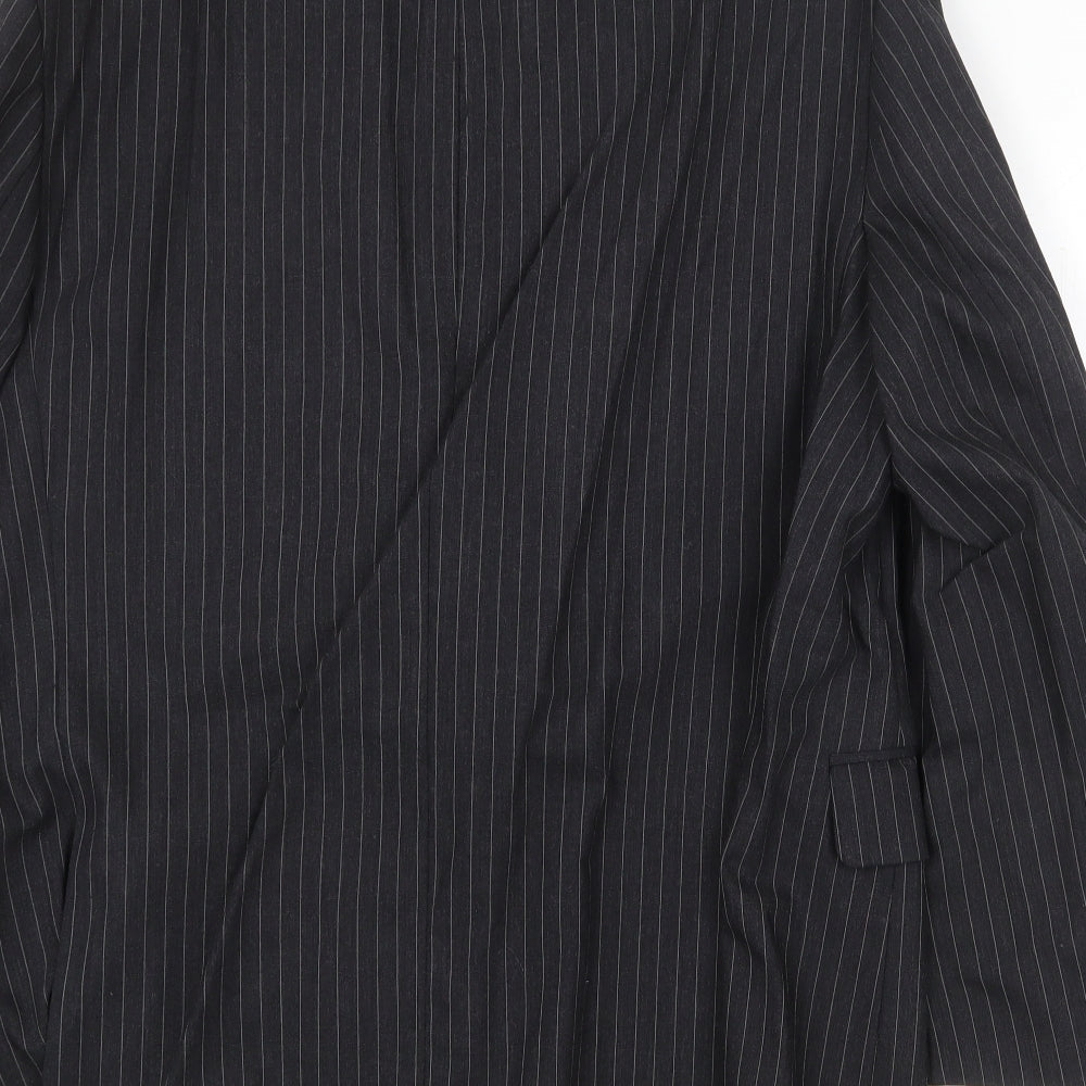 The Label Mens Grey Striped Wool Jacket Suit Jacket Size 46 Regular