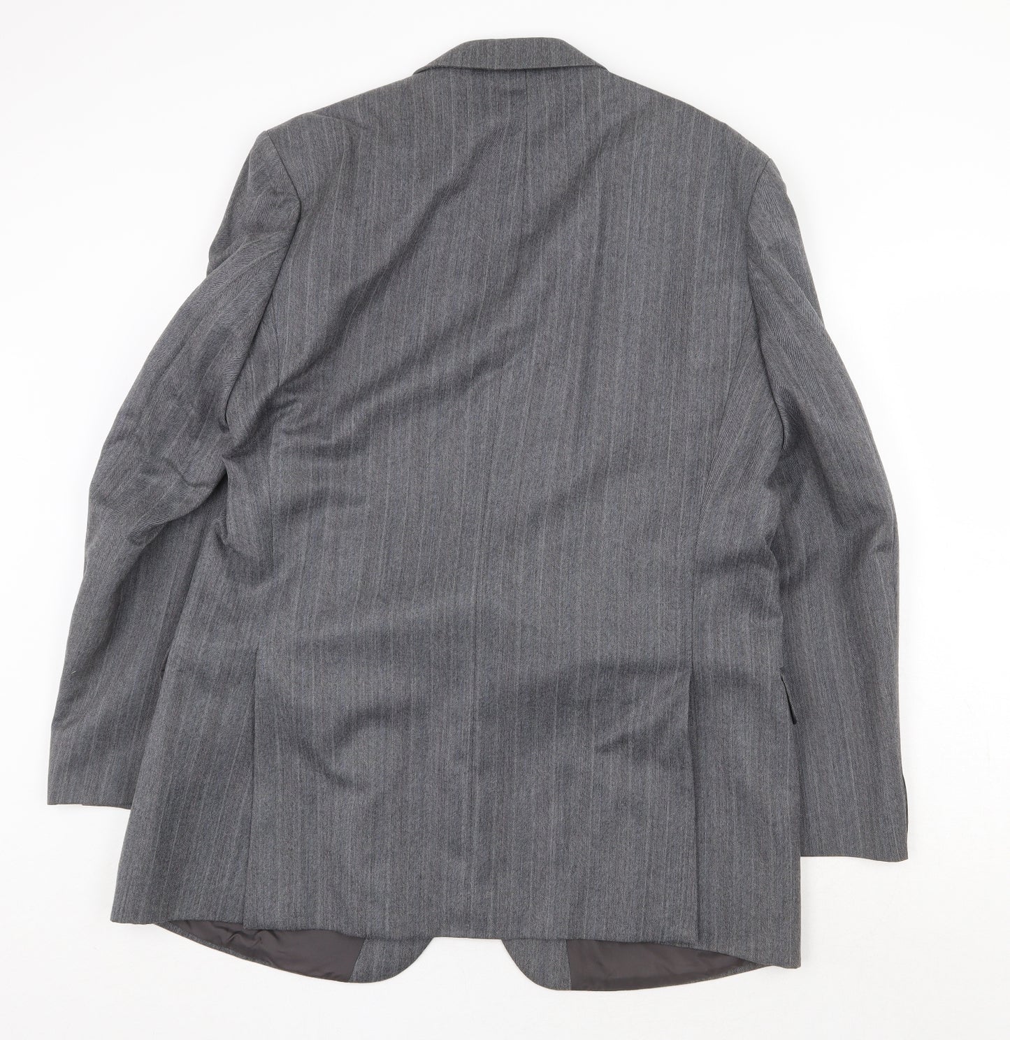 St Michael Mens Grey Striped Polyester Jacket Suit Jacket Size 44 Regular