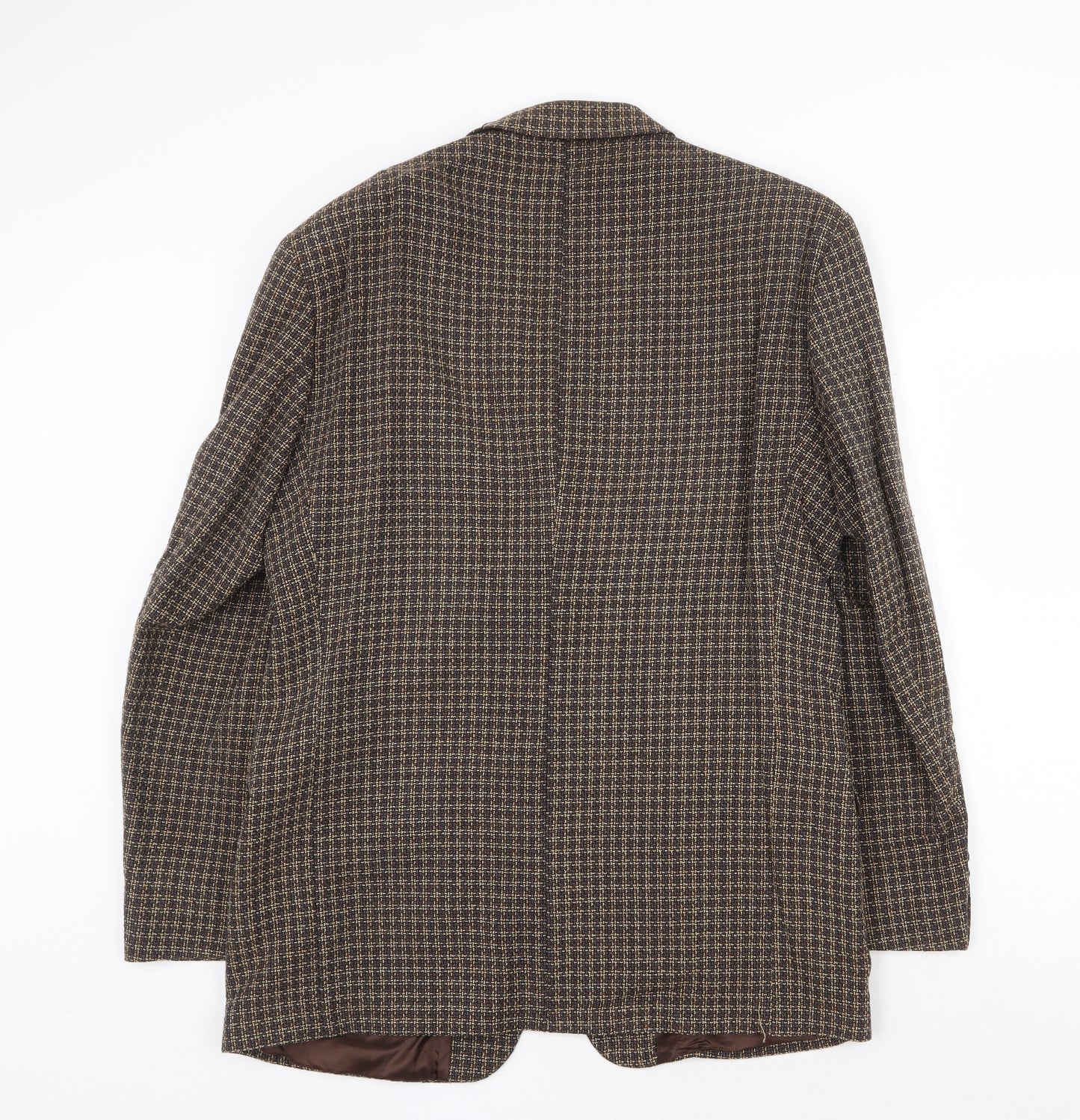 Berwin & Berwin Mens Brown Geometric Wool Jacket Blazer Size 40 Regular