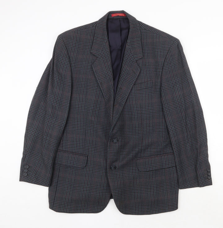 Debenham & Freebody Mens Blue Plaid Wool Jacket Suit Jacket Size 40 Regular