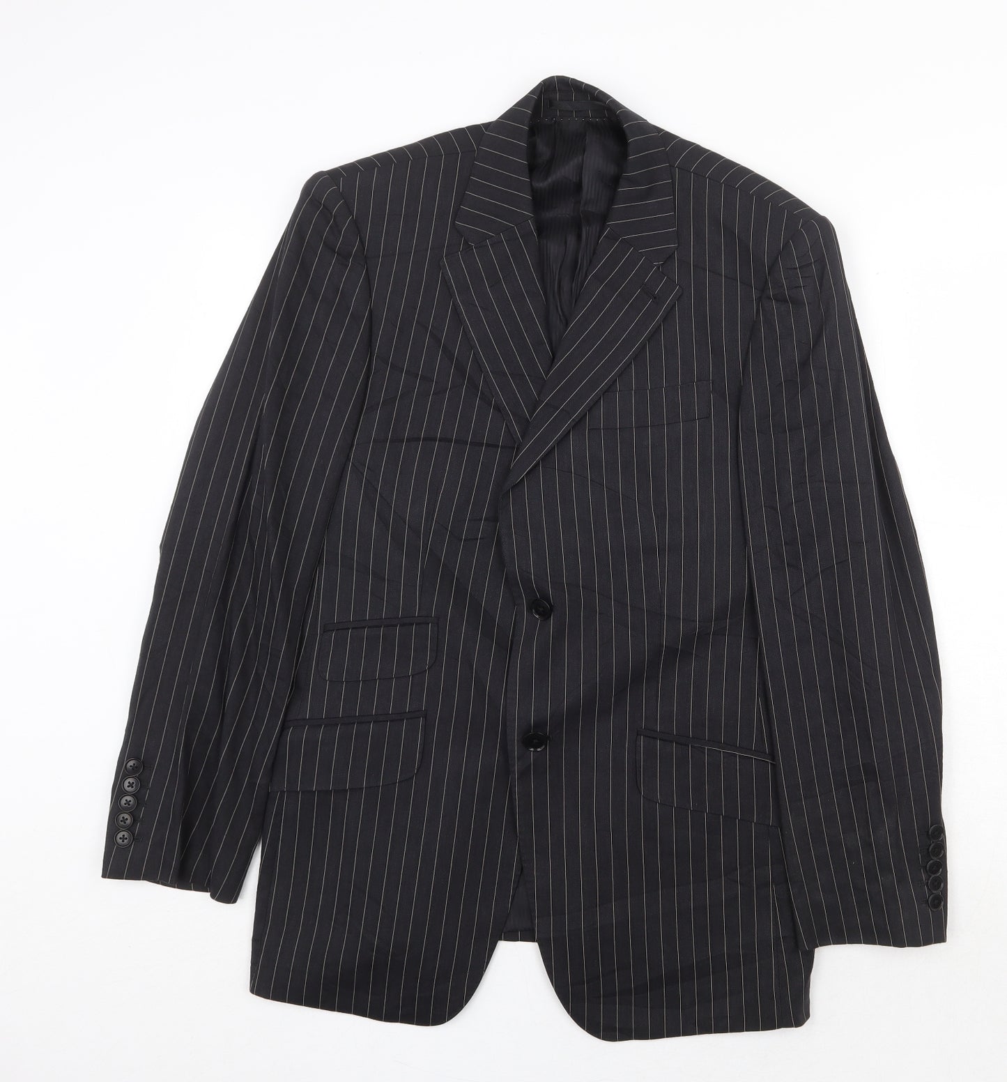NEXT Mens Black Striped Linen Jacket Suit Jacket Size 38 Regular