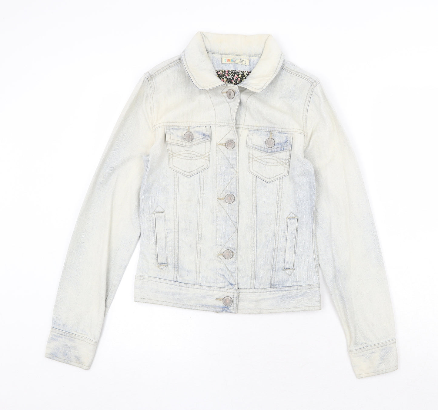 Denim & Co. Womens Blue Jacket Size 8 Button