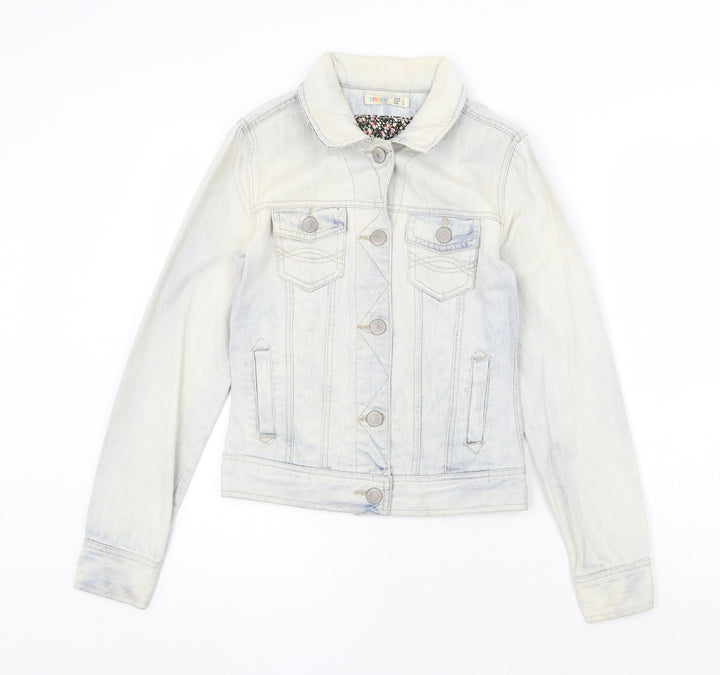 Denim & Co. Womens Blue Jacket Size 8 Button