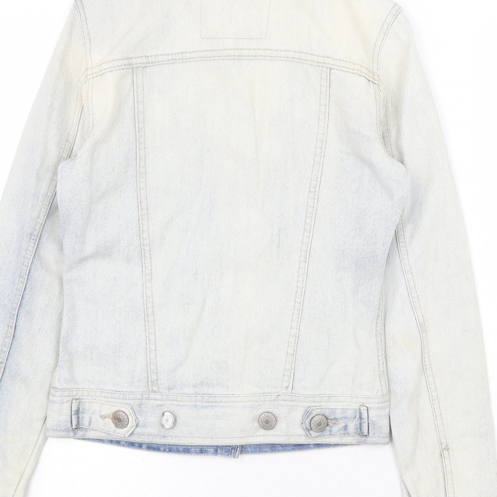 Denim & Co. Womens Blue Jacket Size 8 Button