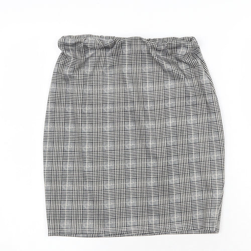 Cameo Rose Womens Grey Plaid Polyester A-Line Skirt Size M