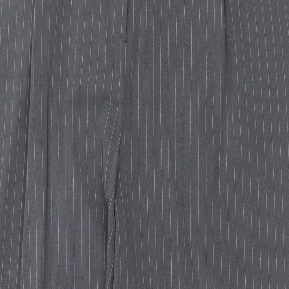 Very Womens Grey Striped Polyester Chino Trousers Size 14 Regular Zip