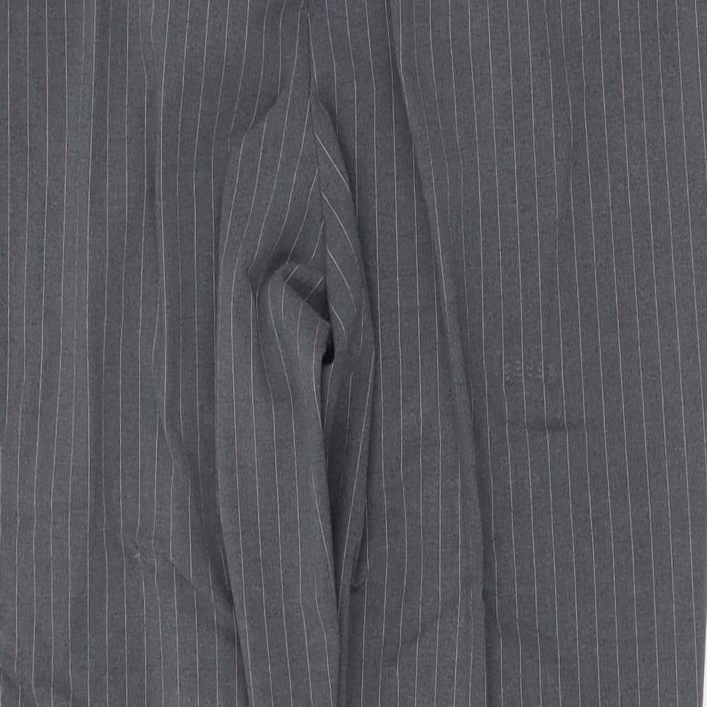 Very Womens Grey Striped Polyester Chino Trousers Size 14 Regular Zip