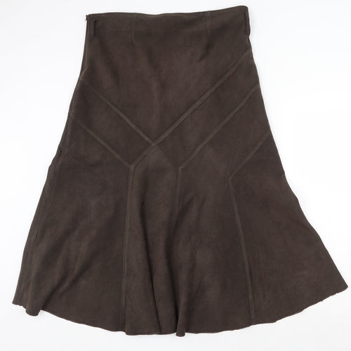 Papaya Womens Brown Polyester Swing Skirt Size 16 Zip