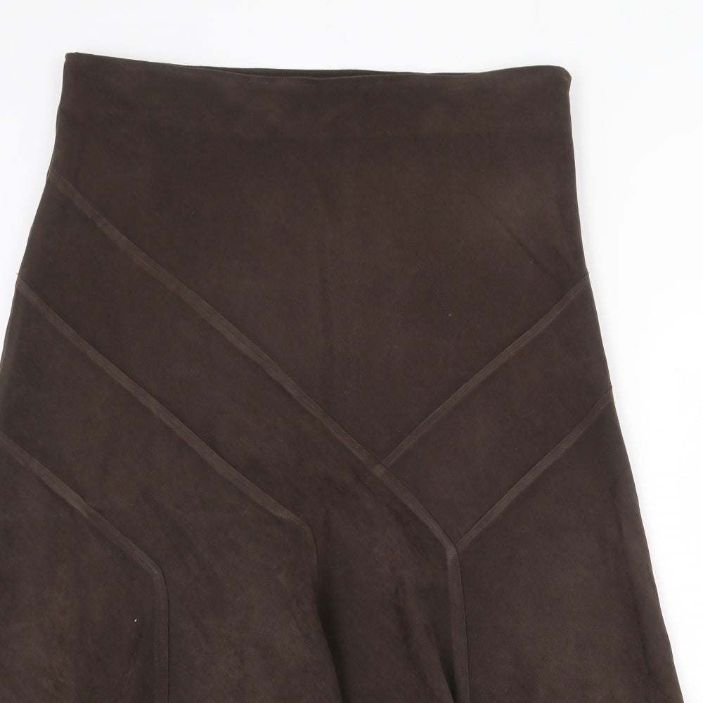 Papaya Womens Brown Polyester Swing Skirt Size 16 Zip