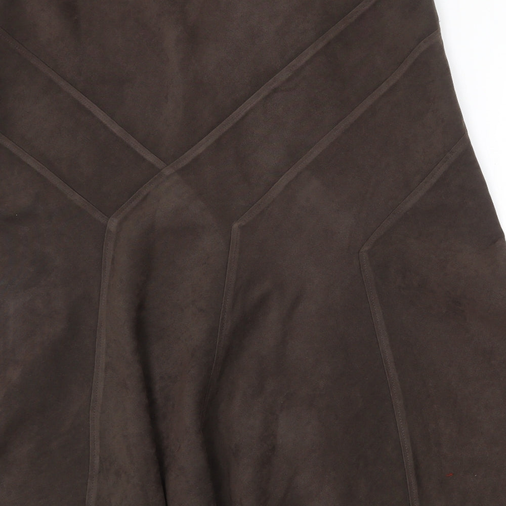 Papaya Womens Brown Polyester Swing Skirt Size 16 Zip
