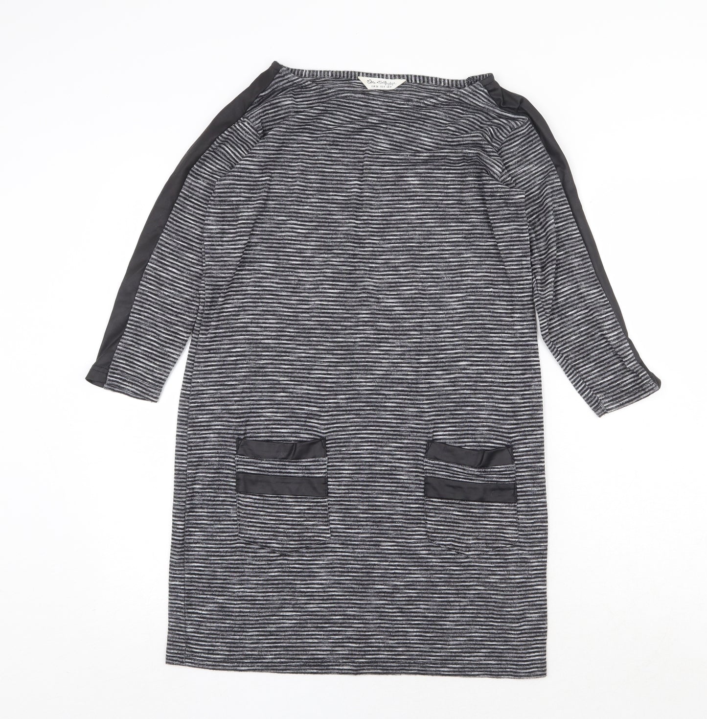 Miss Selfridge Womens Grey Viscose A-Line Size 8 Boat Neck Pullover